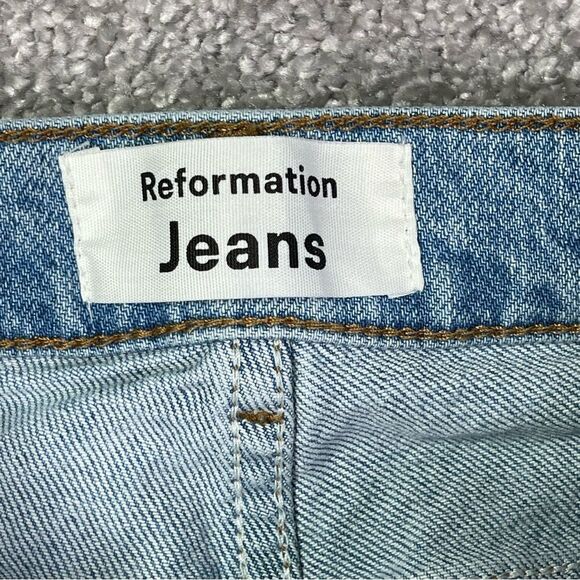 Reformation Serena Jeans Women’s 23 Blue High Rise Skinny Button Fly Ripped - Picture 8 of 15